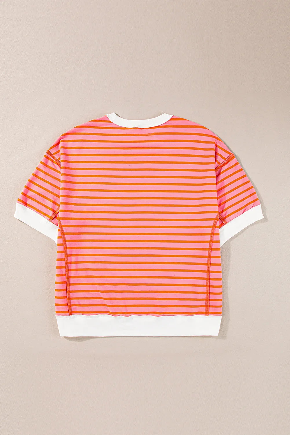 Tops/Tops & Tees Multicolour Oversized Contrast Trim Exposed Seam High Low T Shirt