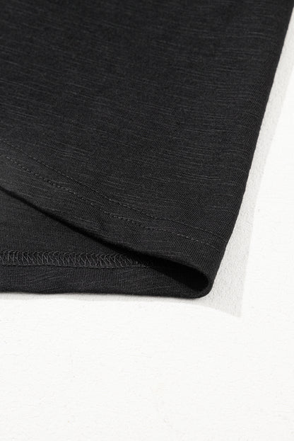 Black Layered Ruffle Short Sleeve Round Neck Top