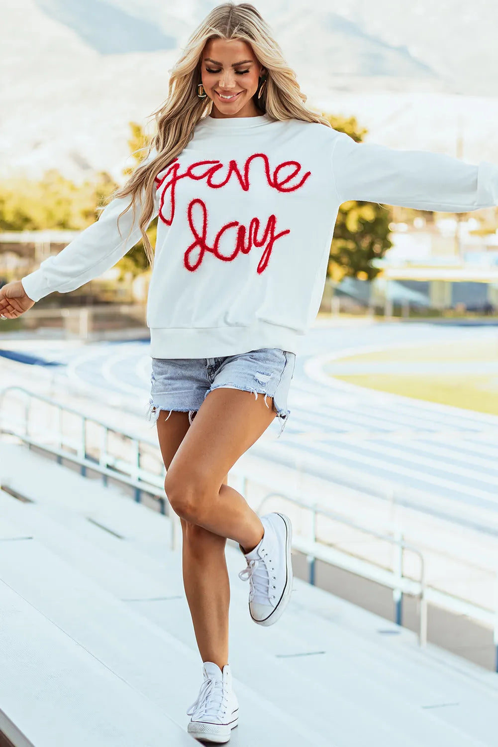 Tops/Sweatshirts & Hoodies White Tinsel Game Day Drop Shoulder Graphic Sweatshirt