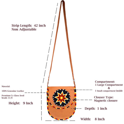 Handmade Beaded Leather Crossbody bag , Shoulder Bag