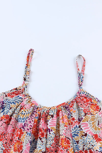 Multicolor Spaghetti Straps Floral Print Sleeveless Top - Chic Meadow Boutique 