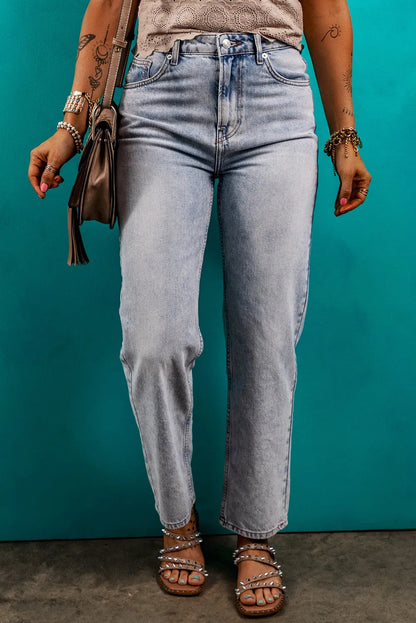 Beau Blue Acid Wash Straight Jeans - Chic Meadow Boutique 