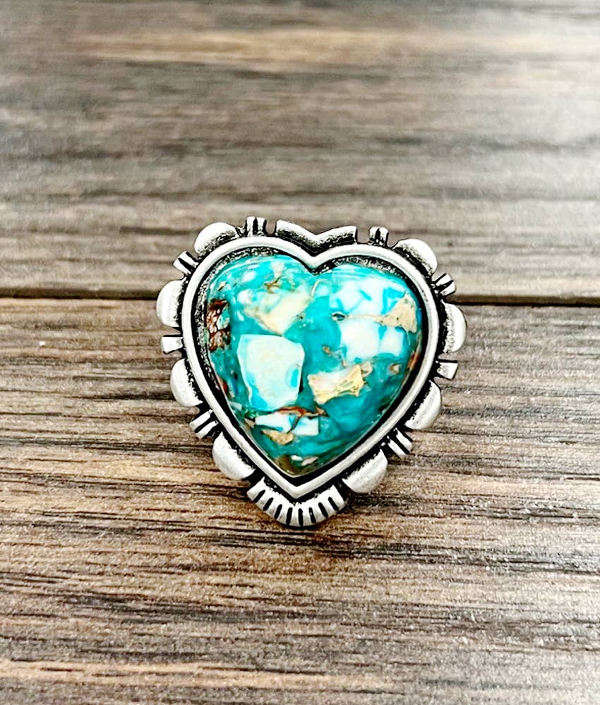 750519, Heart Gemstone Adjustable Ring