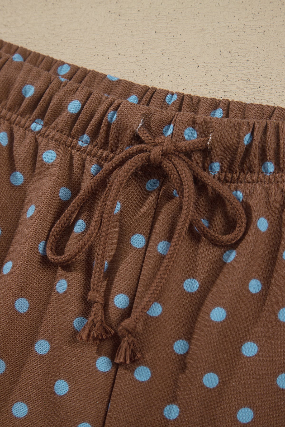 Brown Polka Dot Round Neck Long Sleeve Plus Size Set