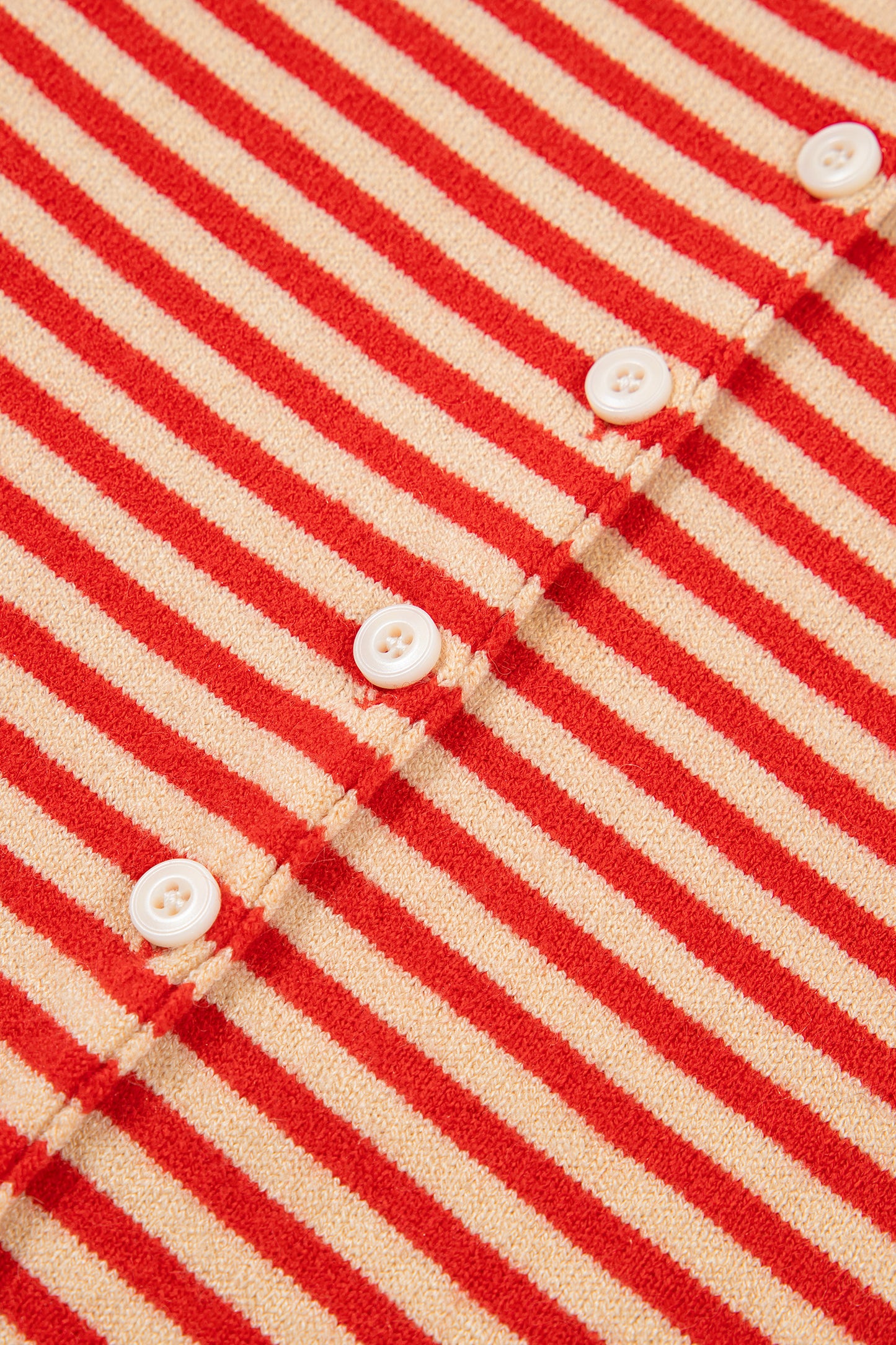 Red Stripe Striped Button Collar Long Sleeve Knit Cardigan