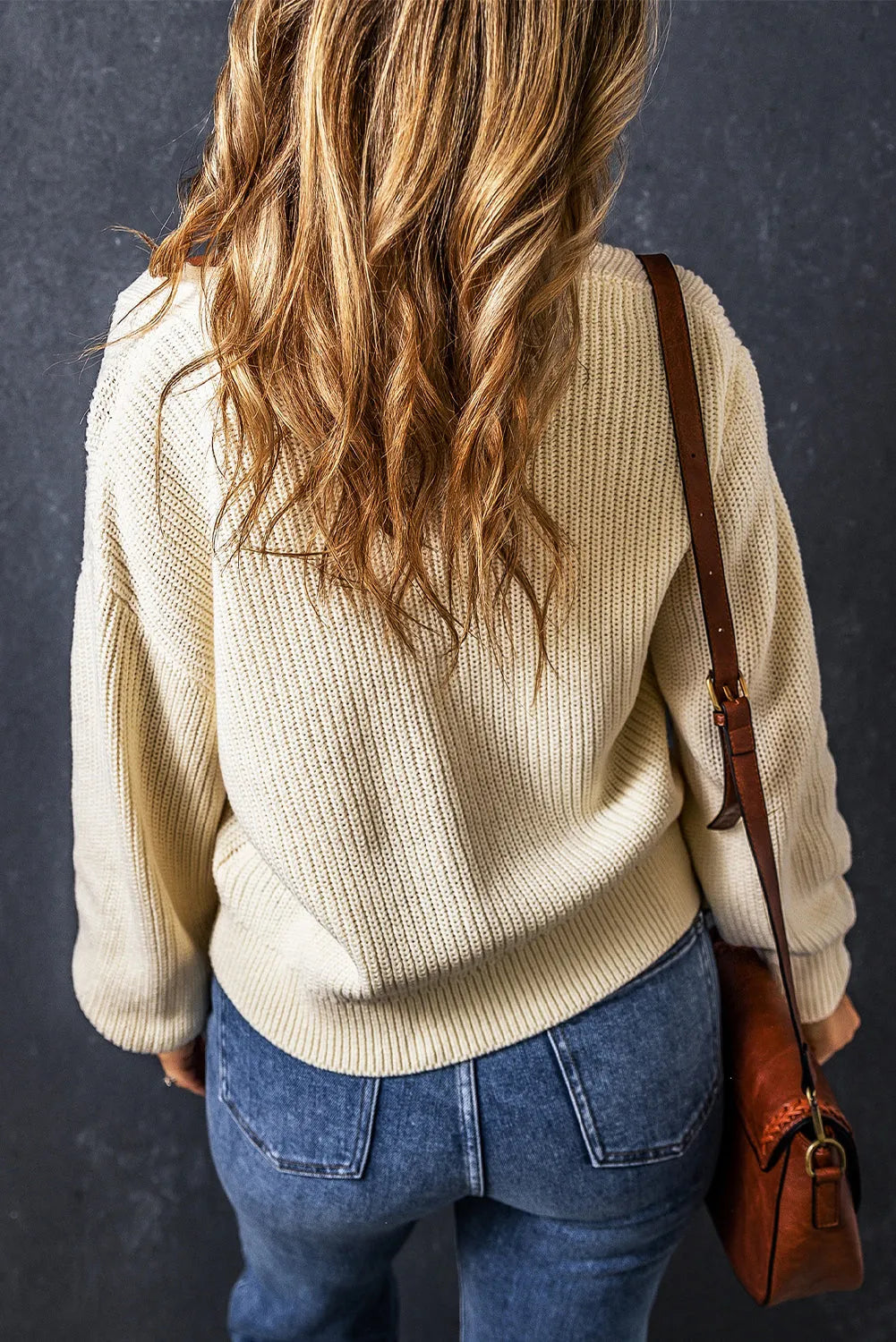 Beige Plain Knitted Buttoned V Neck Cardigan - Chic Meadow Boutique 