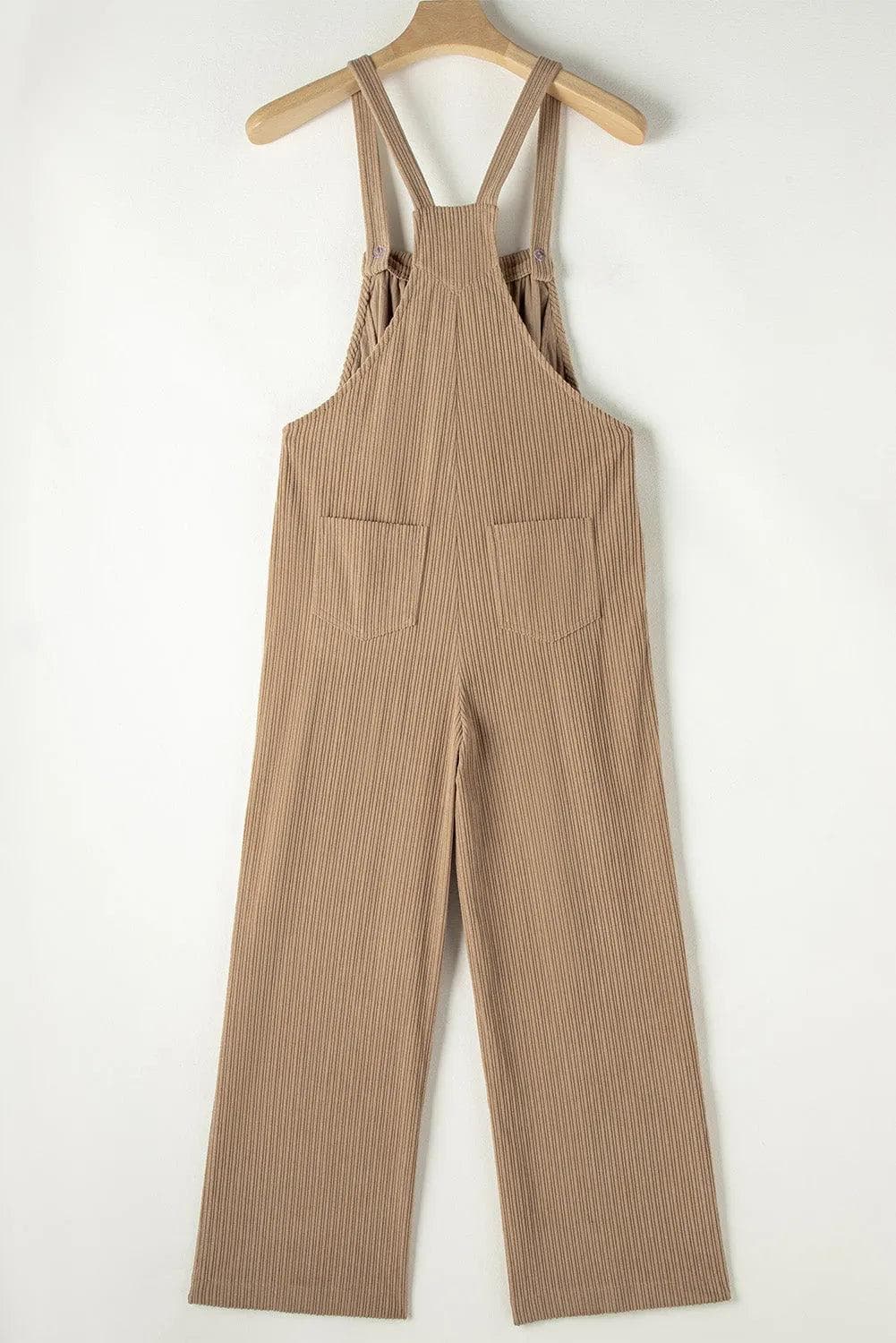 Bottoms/Jumpsuits & Rompers Gray Morn Solid Pocketed Loose Fit Corduroy Overall