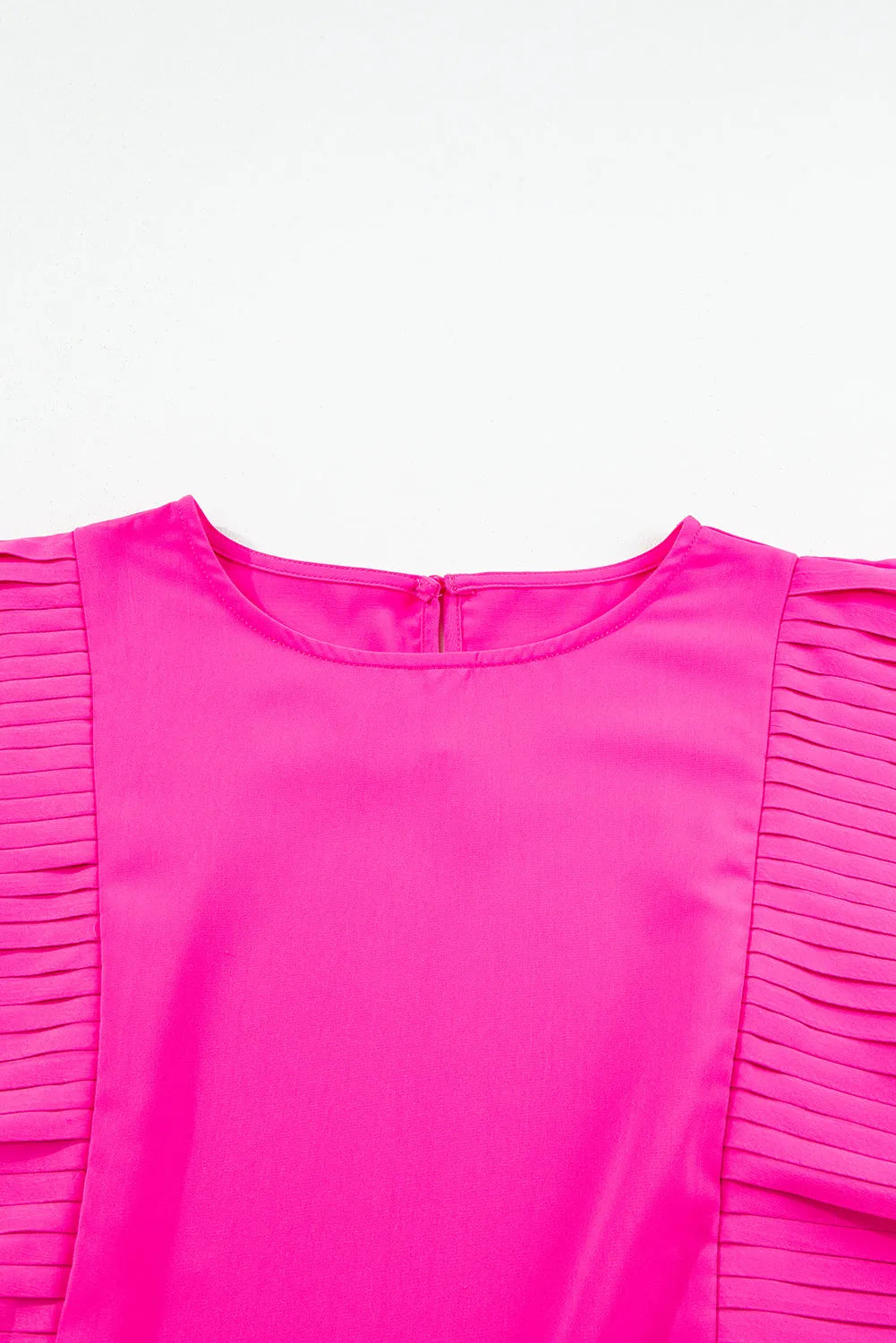 Bright Pink Pleated Ruffle Patchwork Sleeveless Blouse - Chic Meadow Boutique 