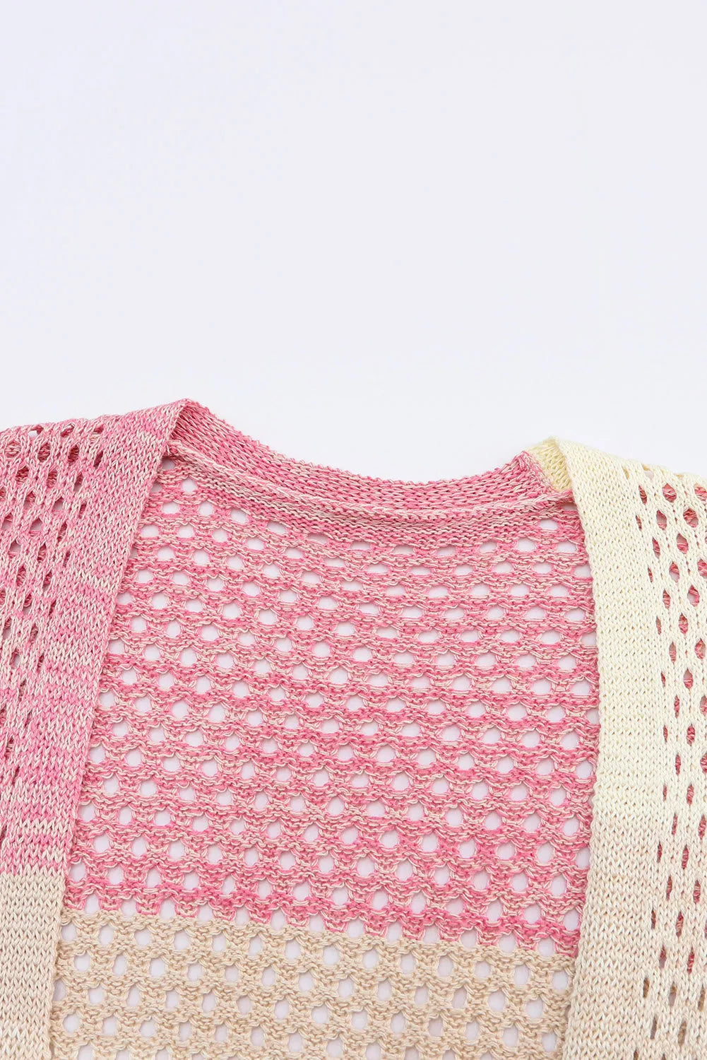 Pink Ribbed Short Sleeve Ombre Eyelet Knitted Cardigan - Chic Meadow Boutique 