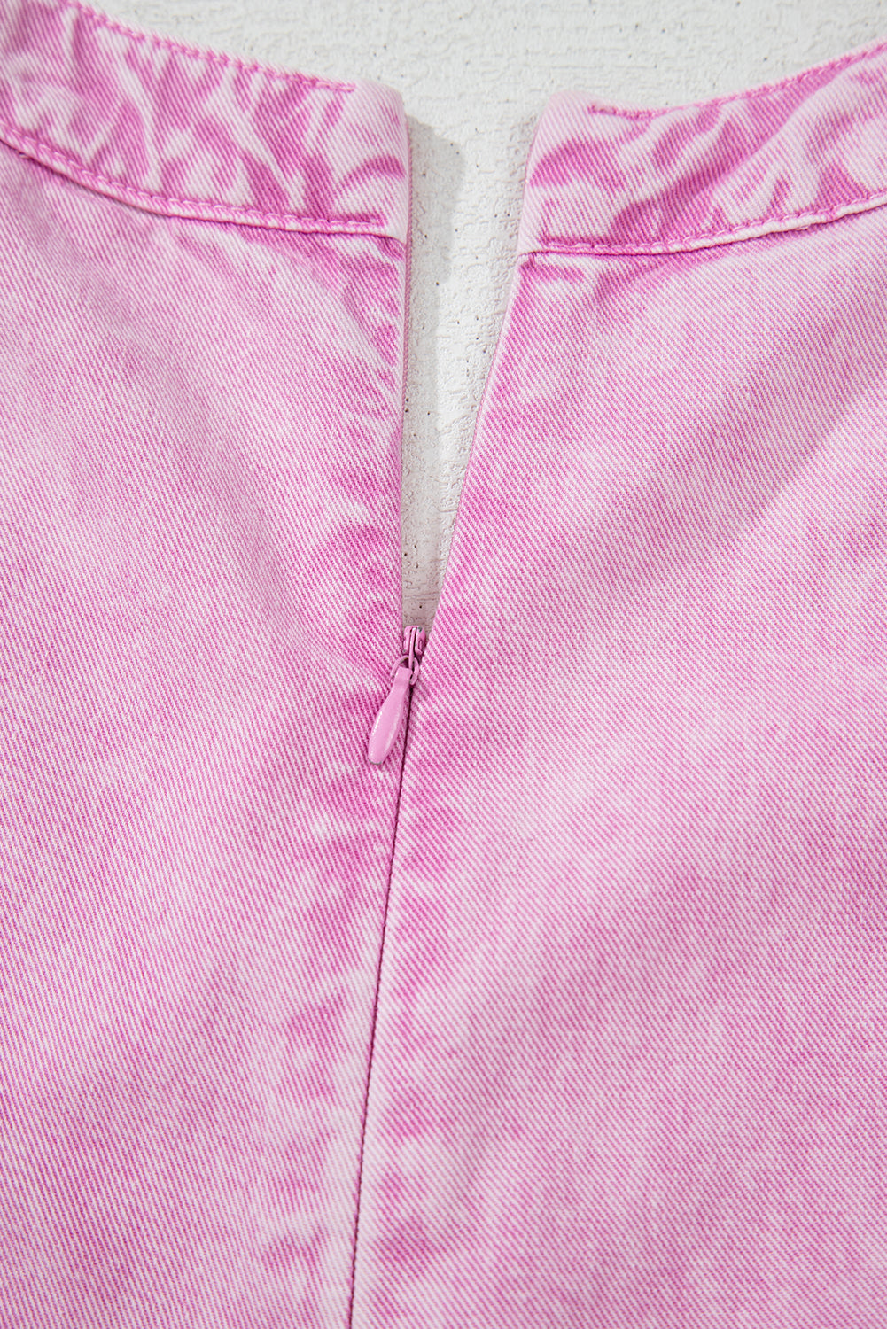 Bonbon Mineral Wash Pleated Bust V Neck Sleeveless Denim Romper