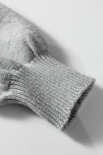 Gray Striped Panels Colorblock Sleeve Chic Sweater