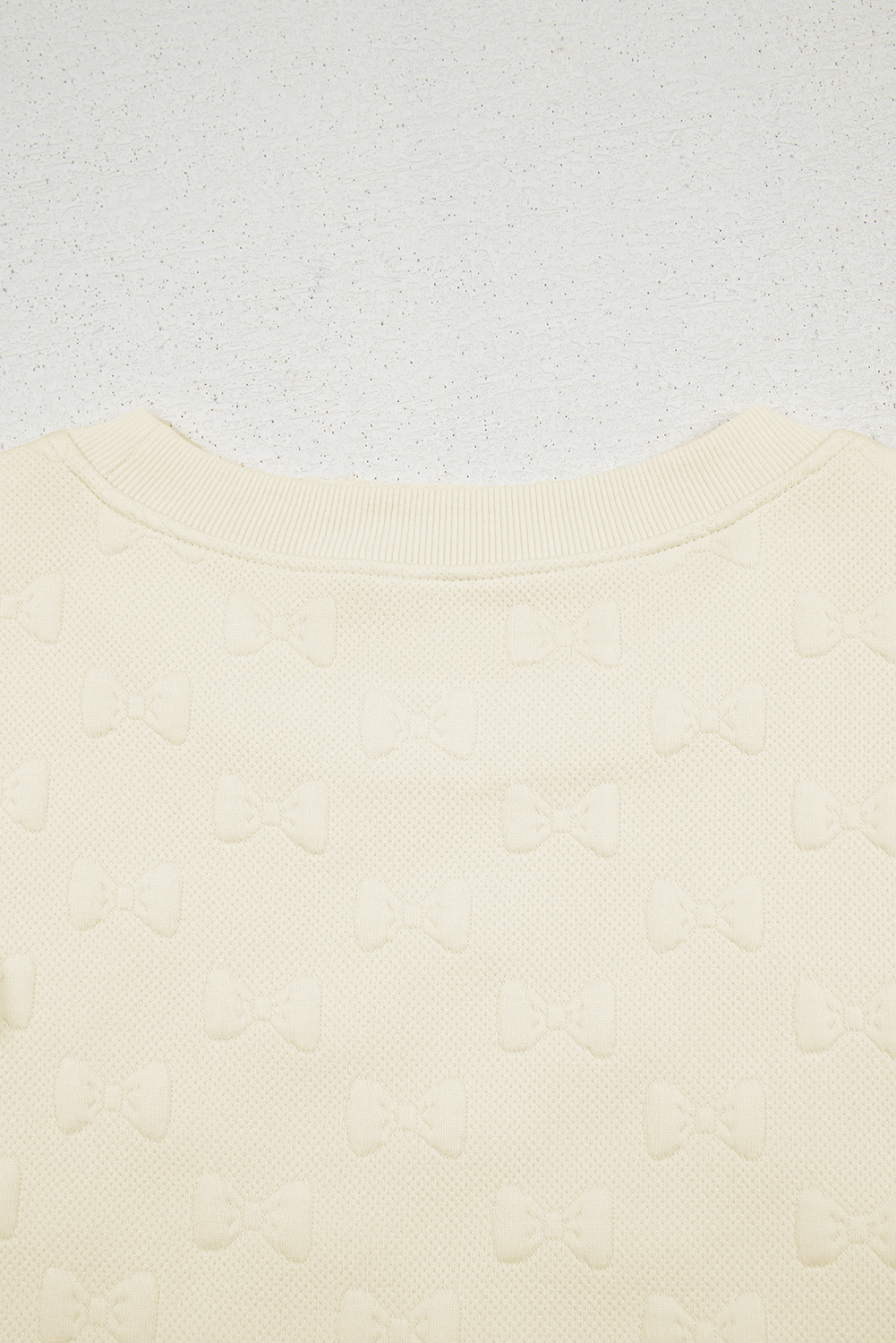 White Bow Jacquard Ruffle Sleeve Short 2pcs Outfit