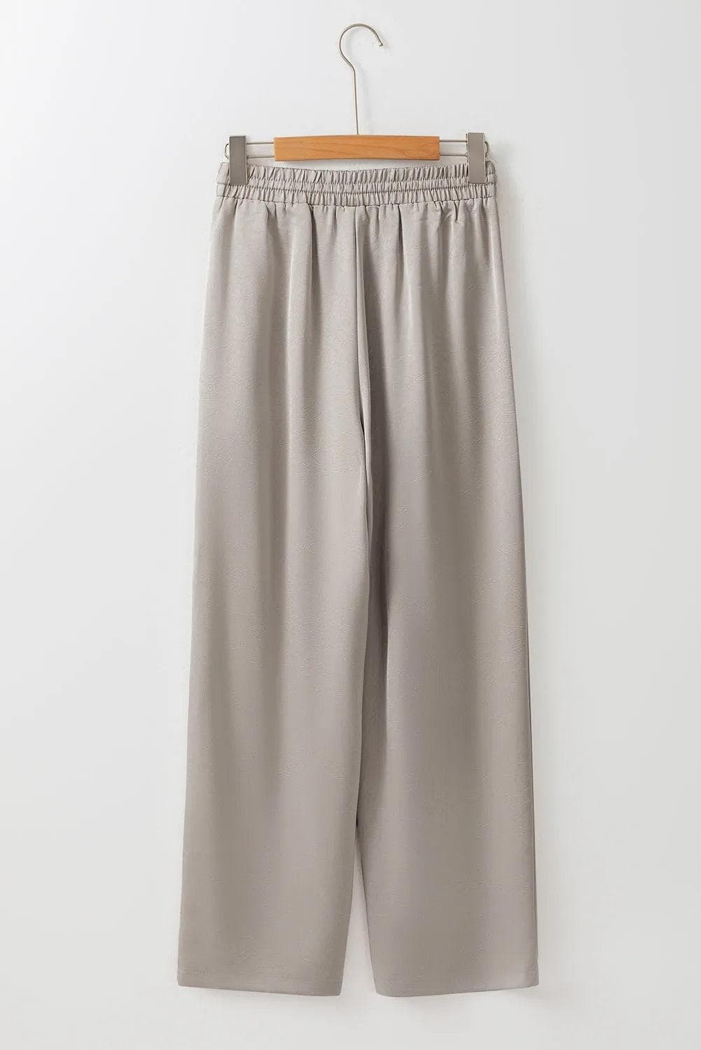 Bottoms/Pants & Culotte Jet Stream Solid Pleated Lace-up High Waist Wide Leg Pants