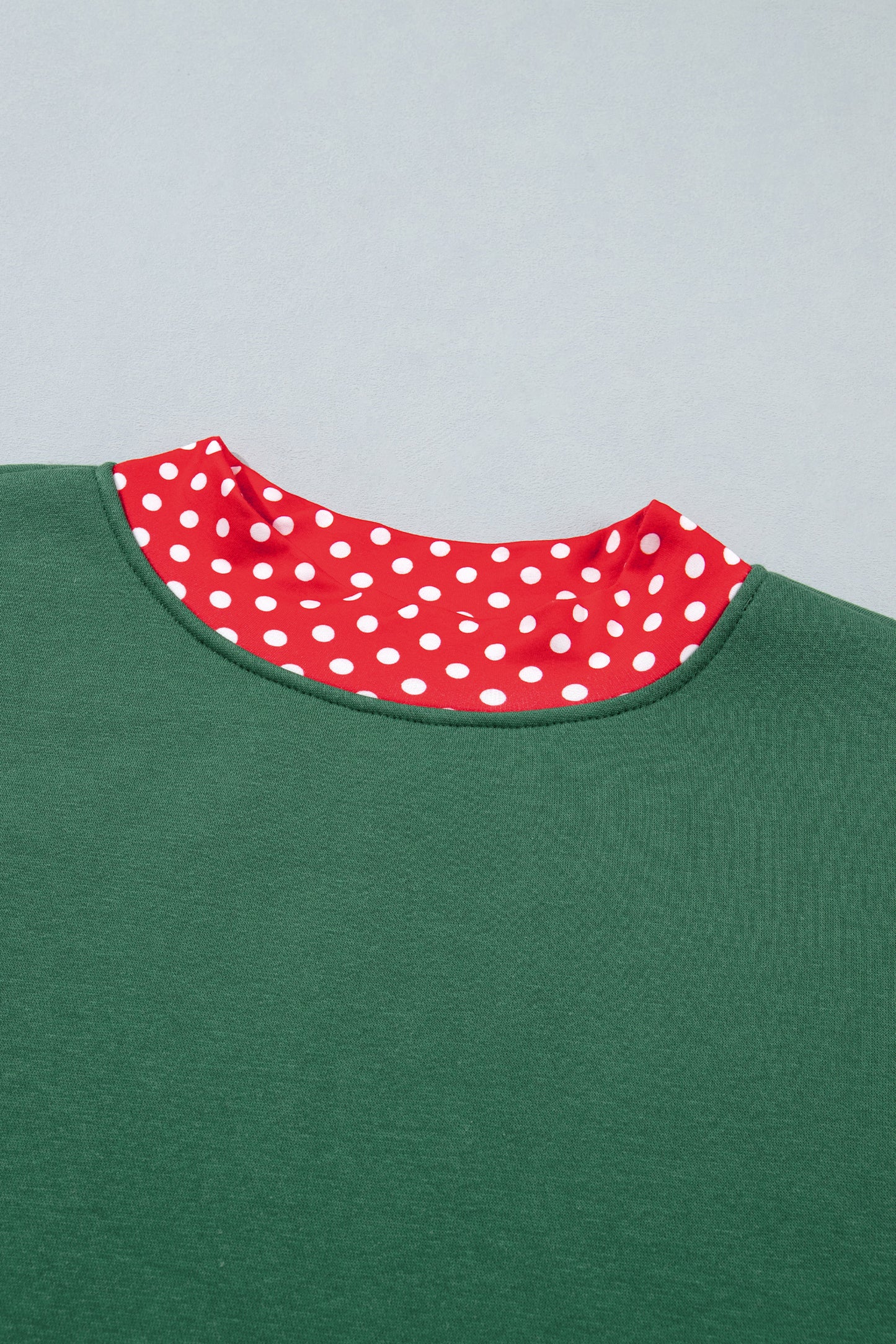 Dark Green Colorblock Polka Dot Contrast Trim Oversized Sweatshirt