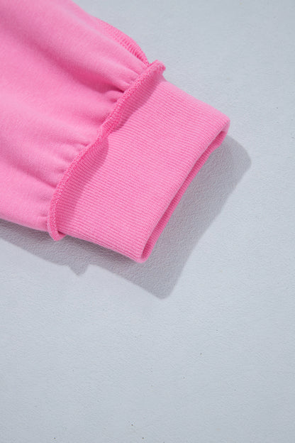 Bright Pink Exposed Seam Detail Reversible Double Wear Plus Size Sweatshirt