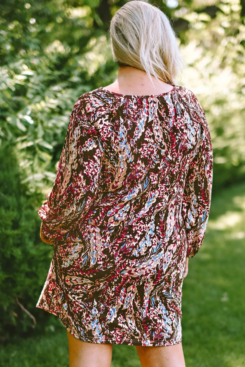 Fiery Red Plus Size Floral Print Mini Dress - Chic Meadow Boutique 