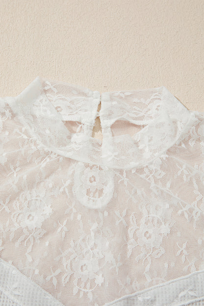 Jet Stream Lace Mesh Long Sleeve Top