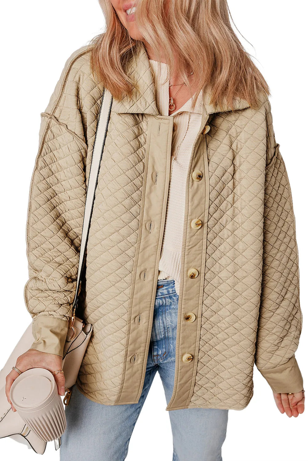 Jet Stream Solid Color Quilted Puffer Buttoned Shacket - Chic Meadow Boutique 