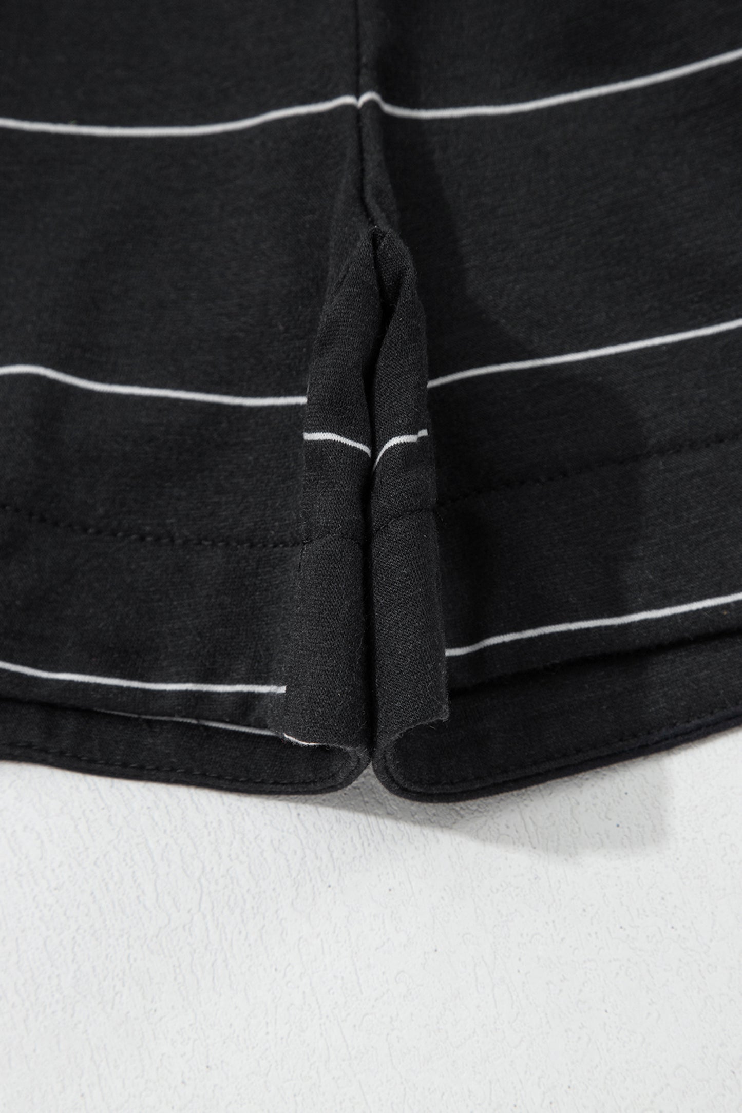 Black Stripe Half Sleeve Tee Drawstring Shorts 2pcs Set