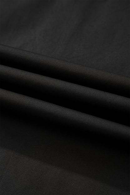 Black Puffy Flounce Sleeve Leopard Trim V Neck Blouse