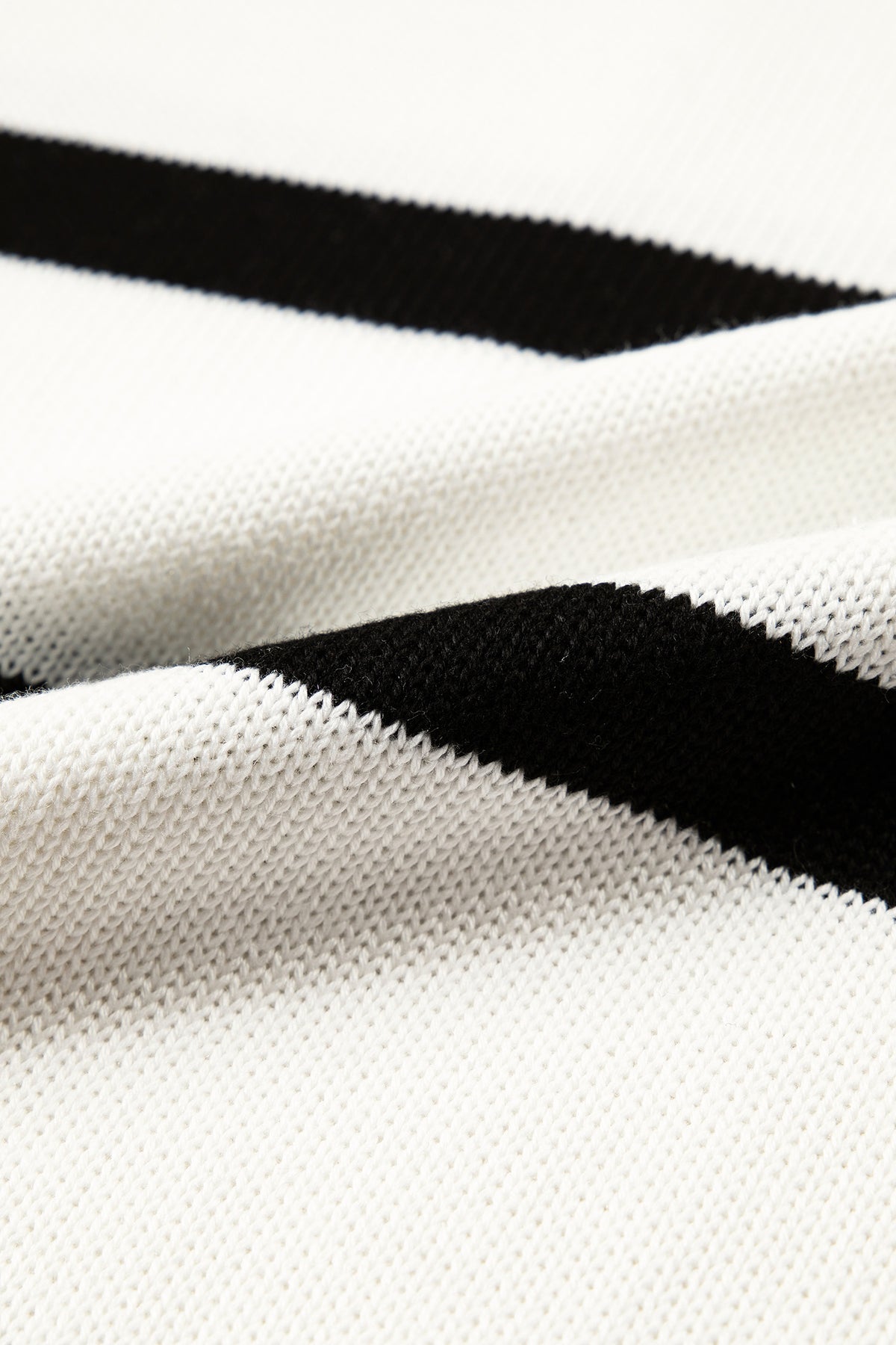 White Stripe Knit Western Short Sleeve Sweater