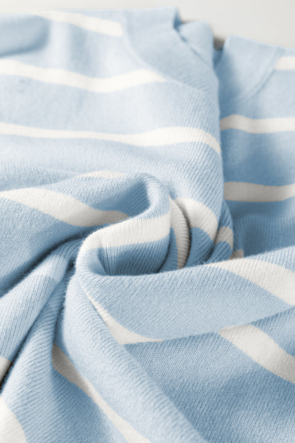 Beau Blue Side Slits Crewneck Short Sleeve Sweater Tee