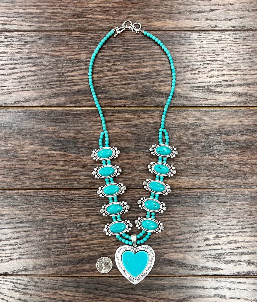 Squash Blossom Turquoise Necklace