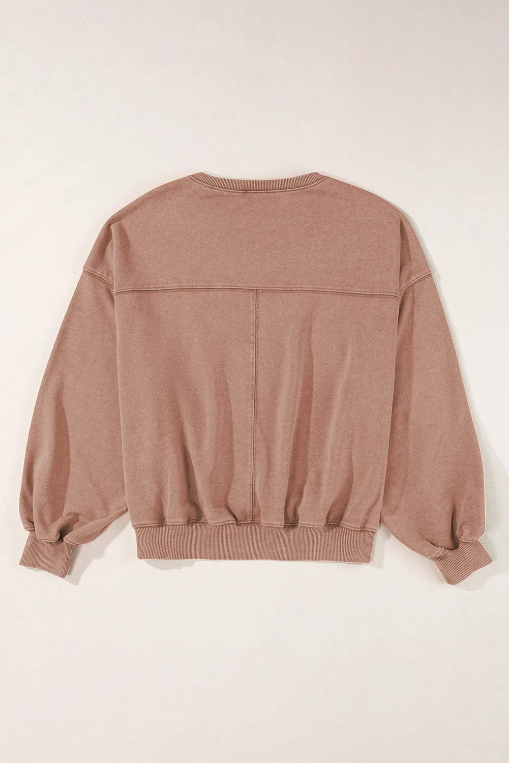 Chestnut Exposed Seam Batwing Sleeve Drop Shoulder Sweatshirt - Chic Meadow Boutique 