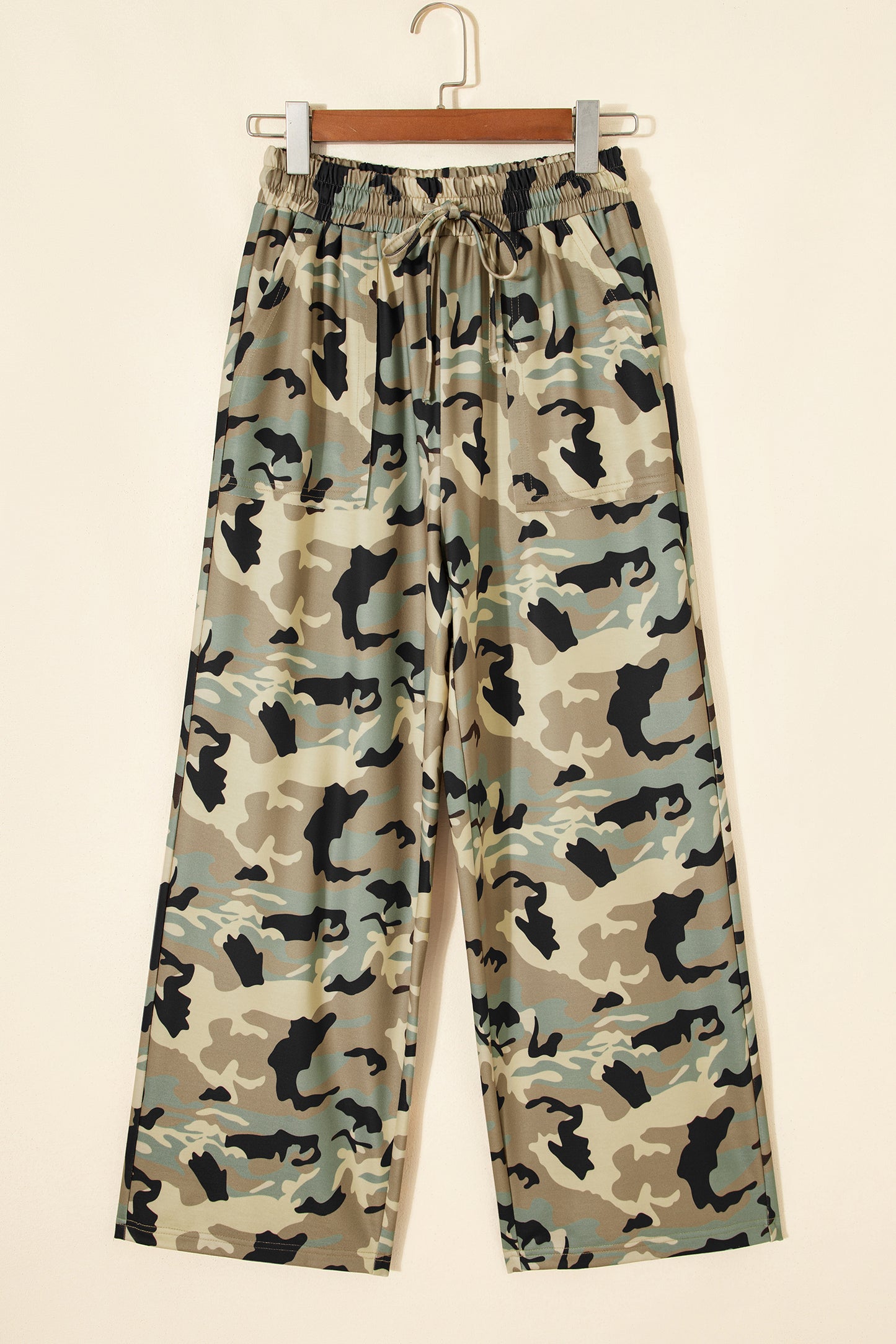 Multicolour Camouflage Print Street Fashion Drawstring Shift Pants