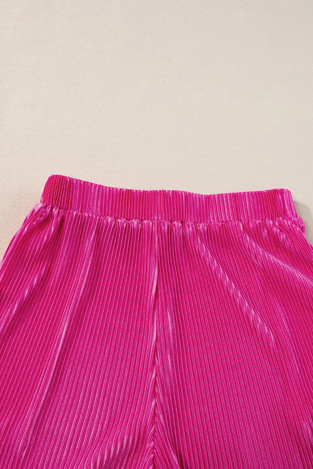 Bright Pink Casual Pleated Short Two-piece Set - Chic Meadow Boutique 