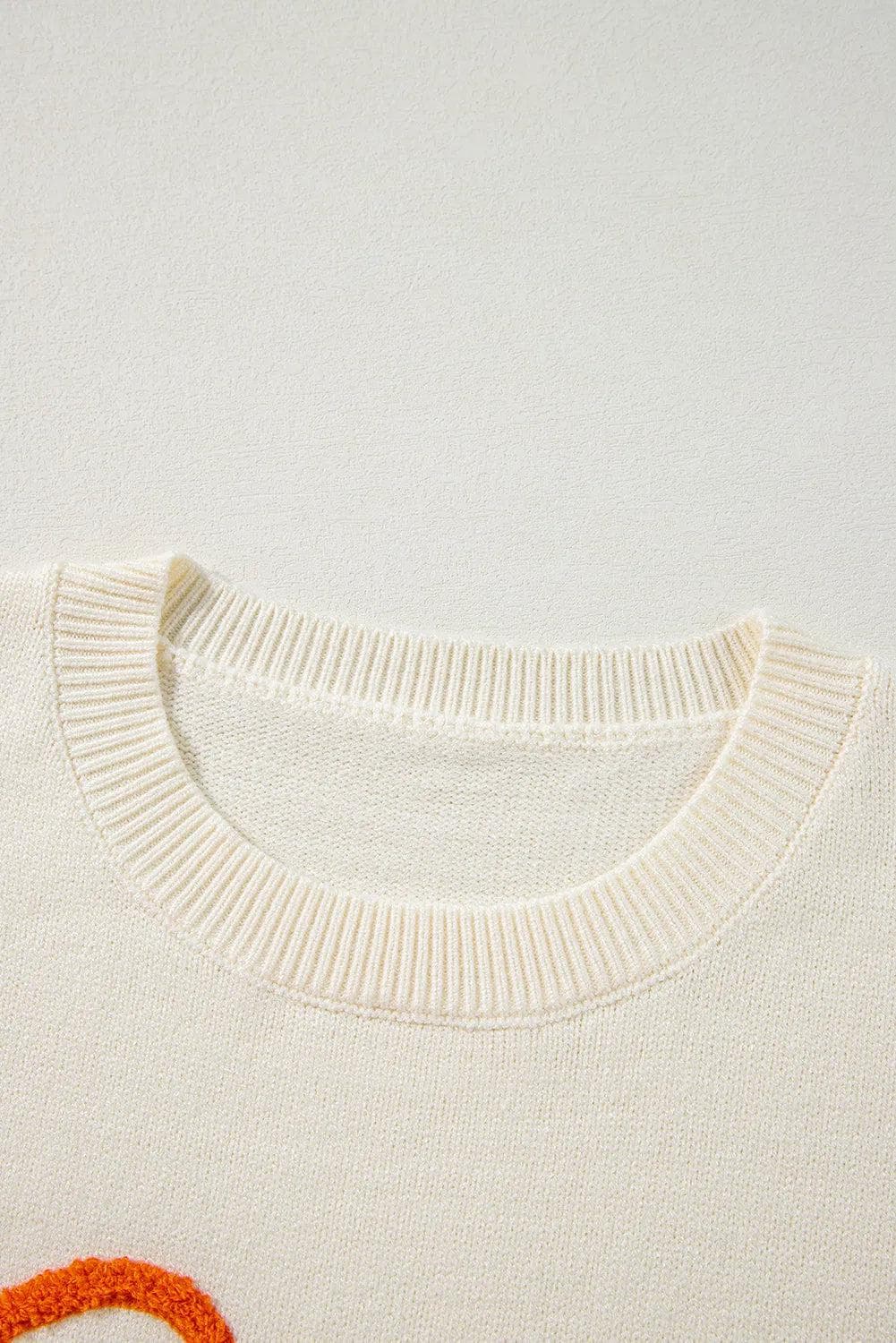 Sweaters & Cardigans/Sweaters Apricot Boo Knitted Pattern Ribbed Edge Drop Shoulder Sweater