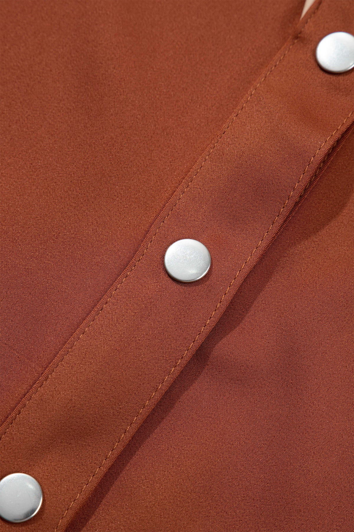 Cinnamon Silky Long Sleeve Button Front Western Fashion Shirt