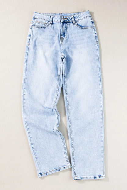 Beau Blue Acid Wash Straight Jeans - Chic Meadow Boutique 