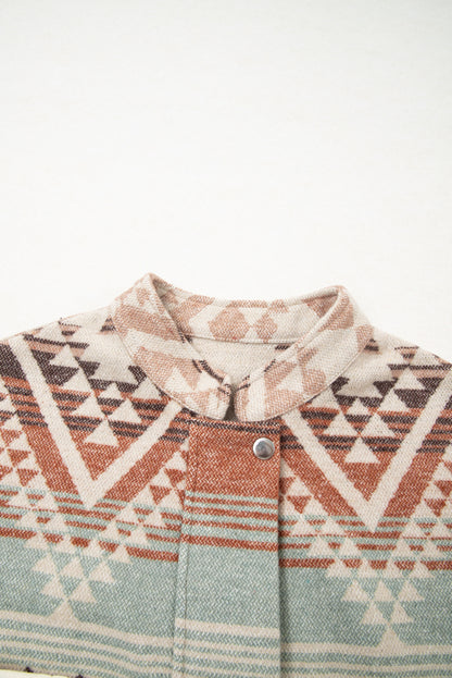 Light French Beige Aztec Quilted Patchwork Western Fashion Jacket