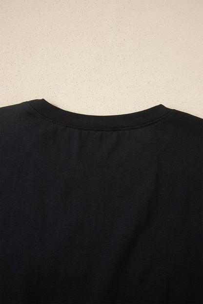 Black Varsity Striped Short Sleeve Crew Neck T Shirt