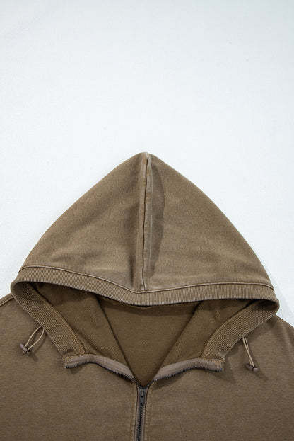 Elmwood Half Zip Kangaroo Pocket Mineral Wash Baggy Hoodie