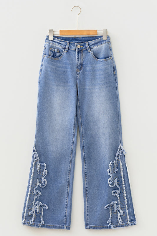 Ashleigh Blue Embroidered Western Print Flare Leg Full Length Jeans