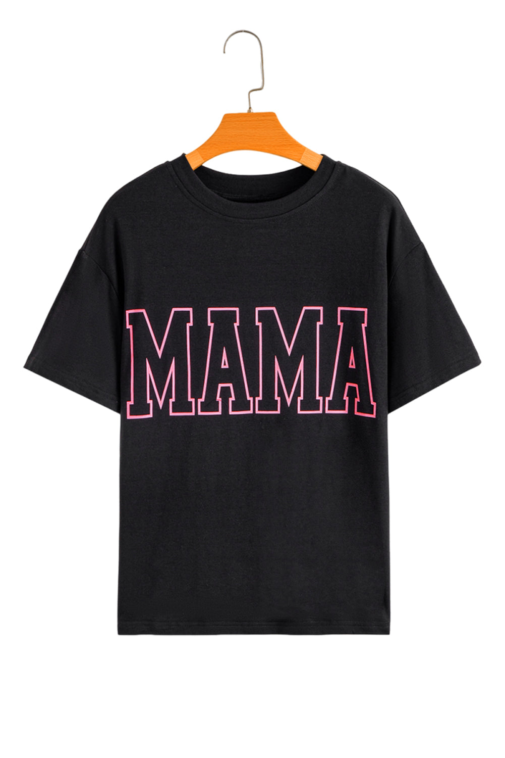 Black MAMA Letter Graphic Neon T Shirt