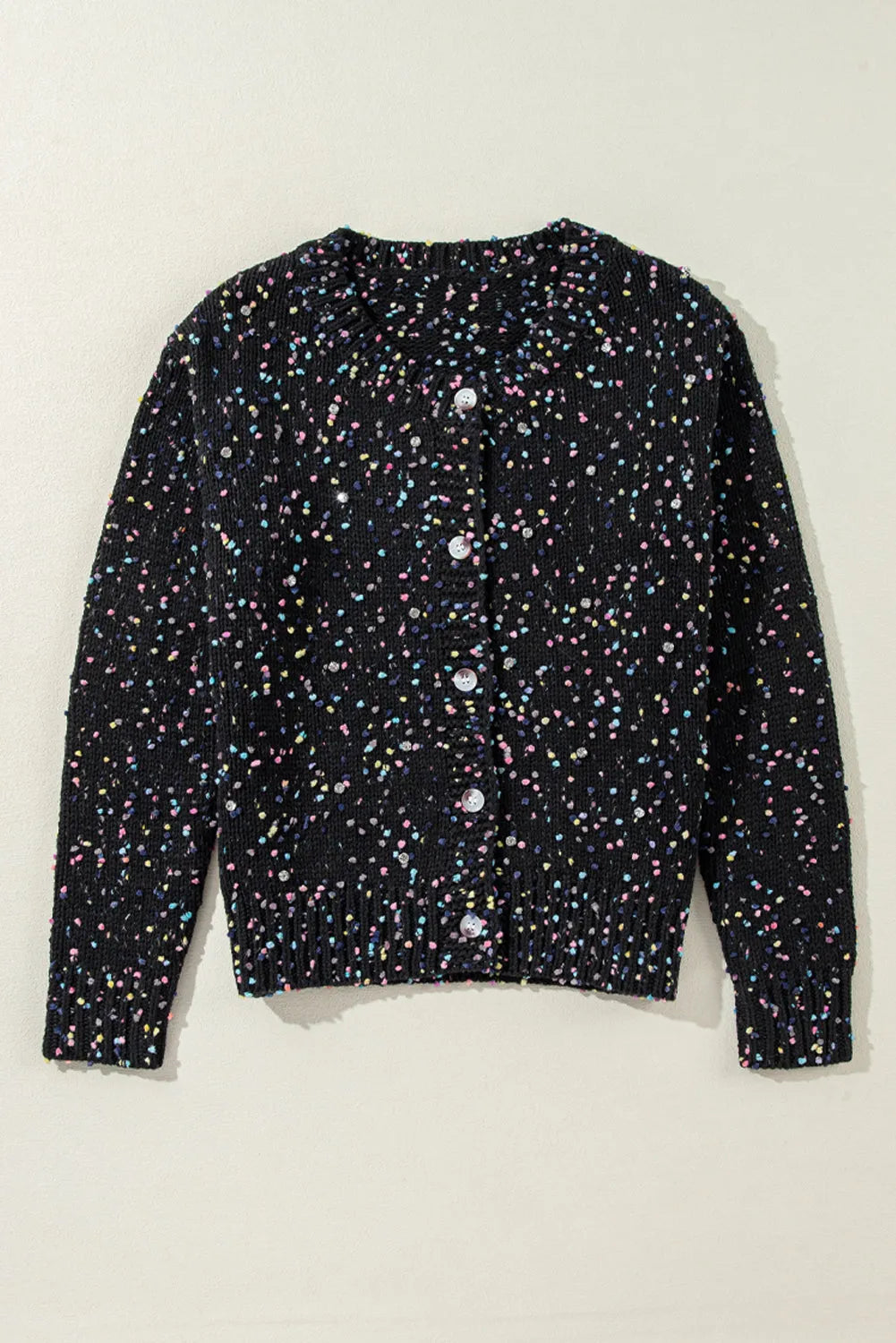 Black Multicolor Confetti Sweater Cardigan - Chic Meadow Boutique 