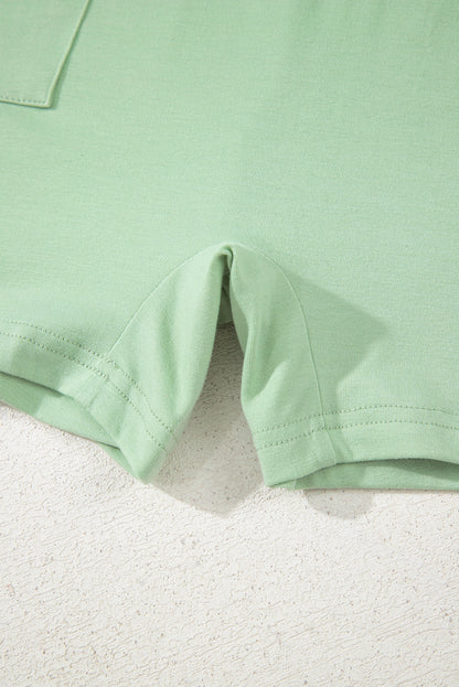 Grass Green Loose Half Sleeve V Neck Knit Romper