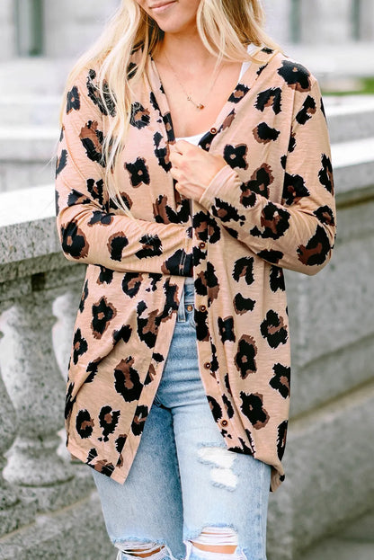 Leopard Printed Open Front Cardigan - Chic Meadow Boutique 