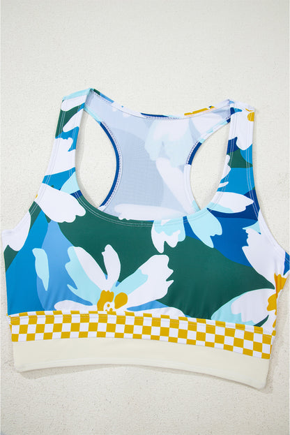 Green Floral Print Racerback Cutout High Waist 2pcs Bikini