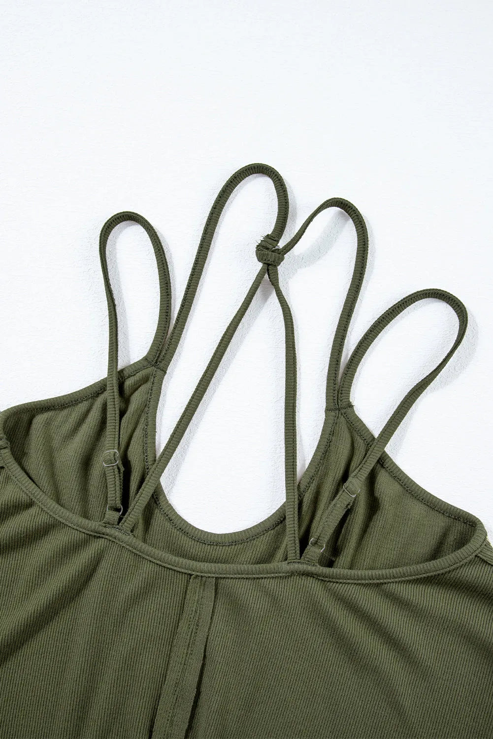 Jungle Green Exposed Seam Detail Double Straps Tank Top - Chic Meadow Boutique 