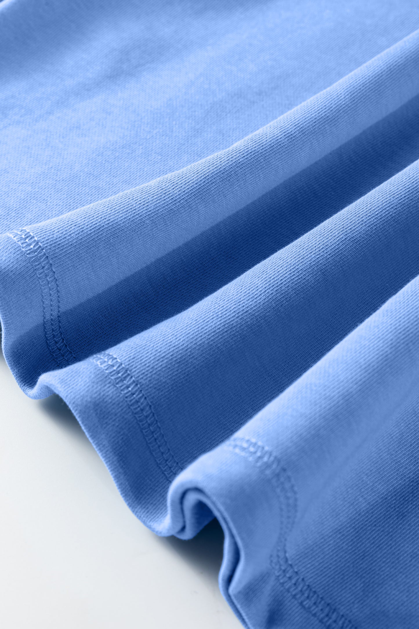 Beau Blue Solid Color Raw Seam Patchwork Baggy Sweatshirt