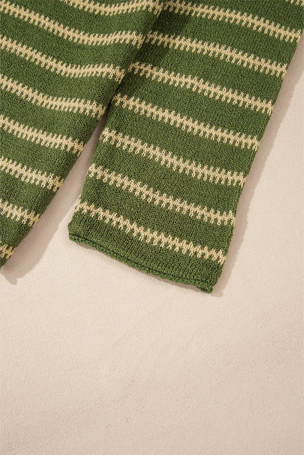 Sweaters & Cardigans/Sweaters Green Stripe Drop Shoulder Casual Sweater