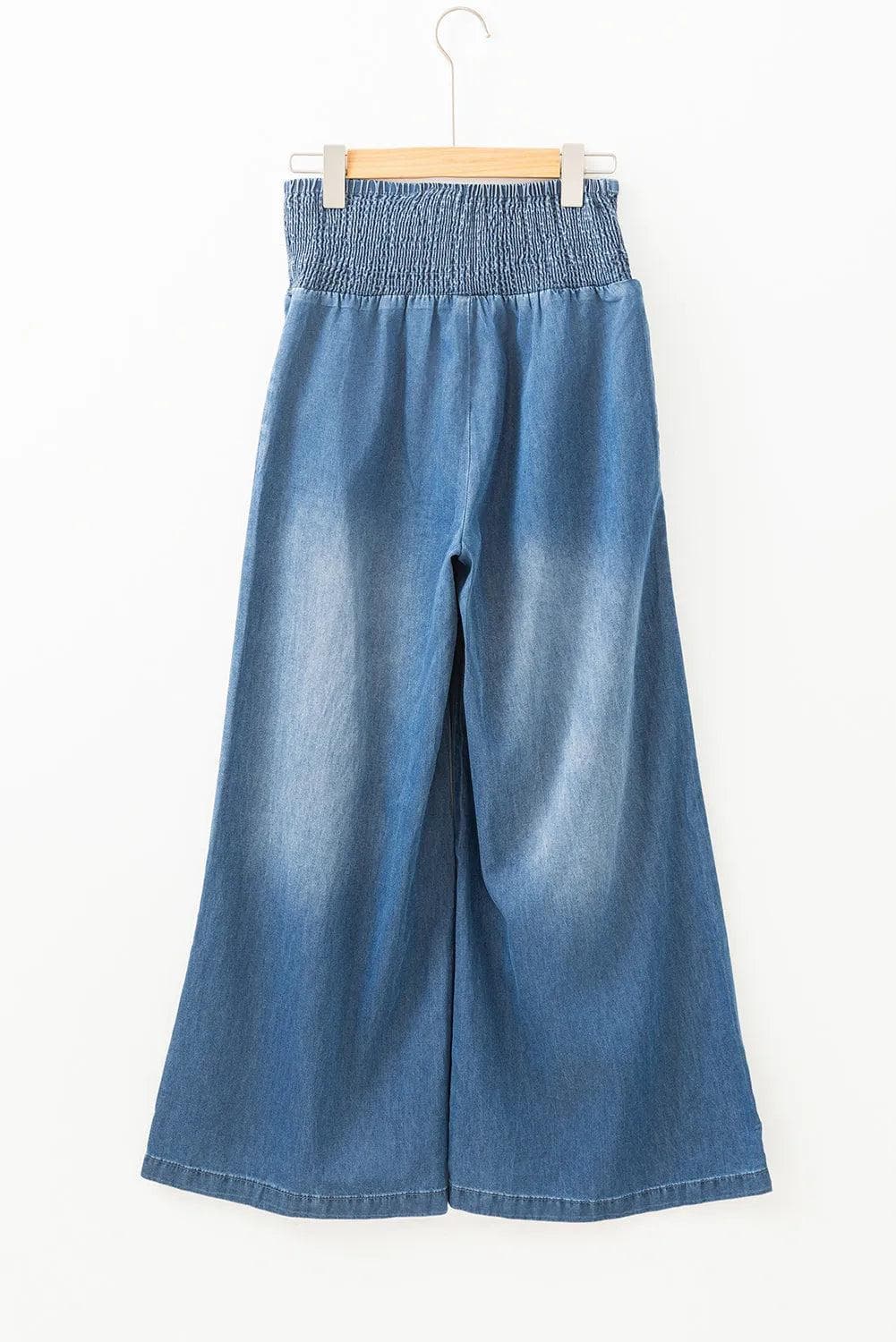 Bottoms/Jeans Ashleigh Blue Smocked Waist Wide Leg Jeans