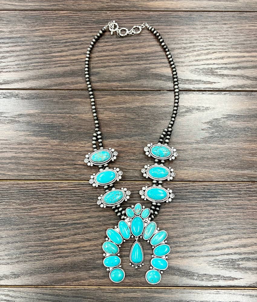 Squash Blossom Turquoise Necklace