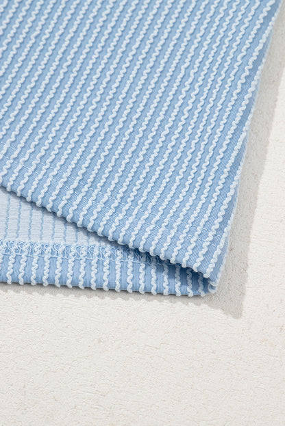 Myosotis Plain Corded Knit Mock Neck T Shirt