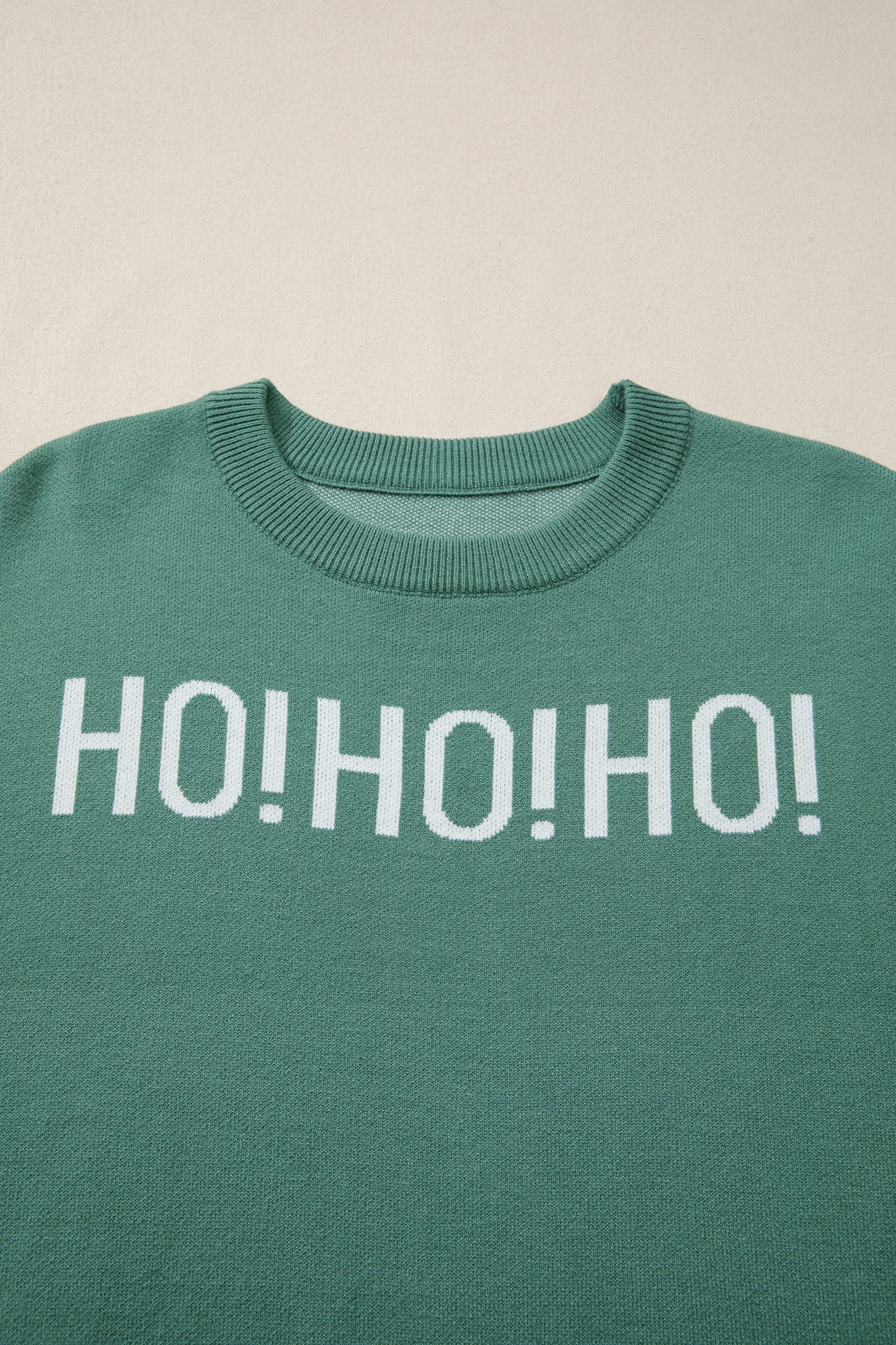Blackish Green HO HO HO MERRY CHRISTMAS Drop Shoulder Loose Sweater