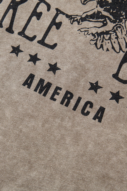 Parchment AMERICA FREE BIRD Vintage Graphic Mineral Washed Tee